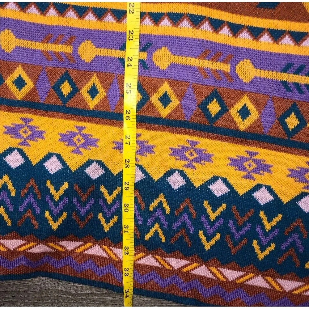 Andre by Unit Cardigan Sweater Women's 1X Orange Stripe Aztec Southweatern‎ Boho